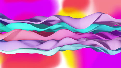 Animation-of-waving-layers-moving-over-multi-coloured-background