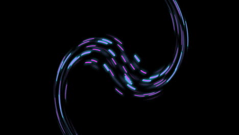 Animation-of-glowing-light-trails-moving-over-black-background