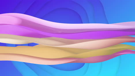 Animation-of-waving-layers-moving-over-multi-coloured-background