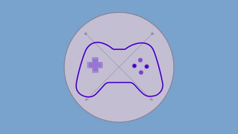 Icono-De-Controlador-De-Juego-Animado-Con-Flechas-Sobre-Fondo-Azul