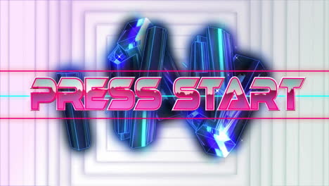 Press-Start-text-animation-over-geometric-shapes-with-neon-lights