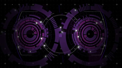 Futuristic-digital-interface-with-rotating-circles-and-glowing-lights-animation