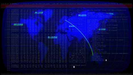 Financial-data-and-stock-market-analysis-animation-over-world-map-background