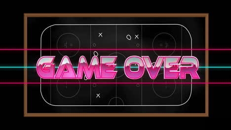 Game-over-text-animating-over-hockey-strategy-board-in-classroom