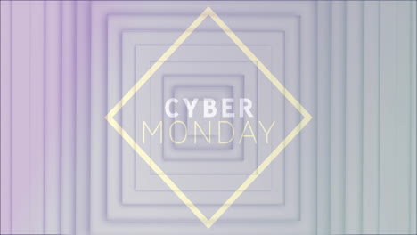 Cyber-Monday-text-animation-over-geometric-shapes-in-pastel-colors