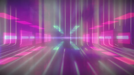 Animating-neon-lights-and-geometric-shapes-over-futuristic-background