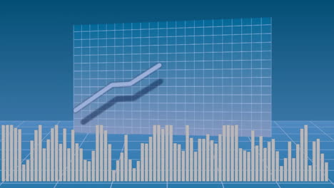 Ansteigendes-Balkendiagramm-Und-Liniendiagramm-Animation-über-Blauem-Gitterhintergrund