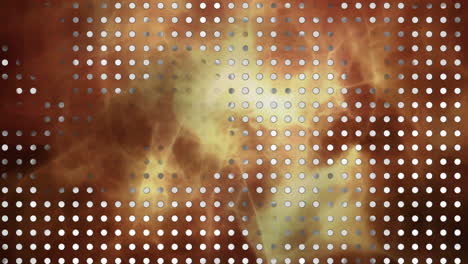 Abstract-dots-pattern-animation-over-swirling-red-and-yellow-background