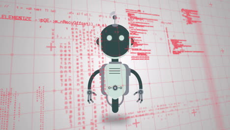 Animación-De-Personaje-Robot-Sobre-Texto-Codificado-Rojo-Sobre-Fondo-Blanco