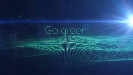 Go-green!-text-animation-over-digital-green-wave-on-dark-background