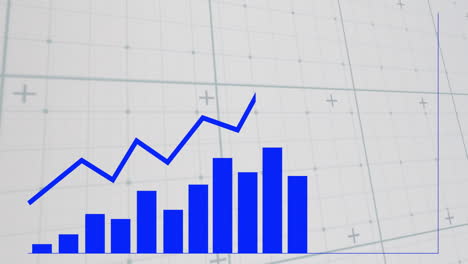 Animación-De-Gráfico-De-Barras-Y-Gráfico-De-Líneas-Azules-Sobre-Fondo-De-Cuadrícula