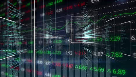 Animation-Von-Börsendaten-Und-Finanzdiagrammen-über-Dem-Hintergrund-Des-Handelsbildschirms