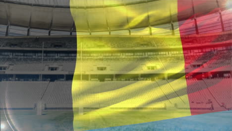 Animation-Der-Belgischen-Flagge-über-Leeren-Stadionsitzen-Und-Spielfeldern-In-Der-Sportarena