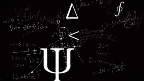 Animating-mathematical-equations-and-symbols-on-black-background