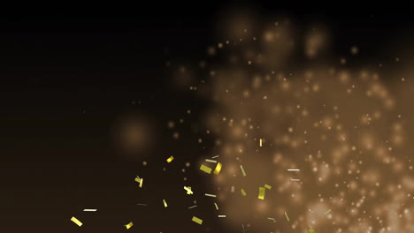 Golden-confetti-and-sparkles-animation-over-dark-background,-creating-festive-atmosphere