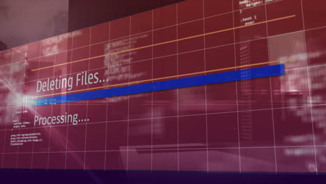 Deleting-files,-processing-animation-over-red-grid-background