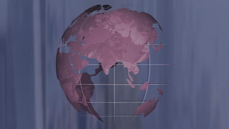 Rotating-globe-animation-over-blue-background,-focusing-on-global-connectivity