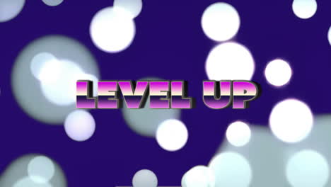 Level-up-text-animation-over-blue-shapes-on-black-background