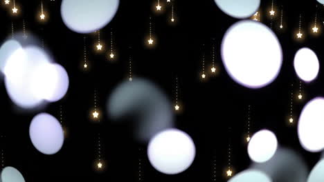 Glowing-stars-with-bokeh-lights,-creating-magical-effect-over-dark-background