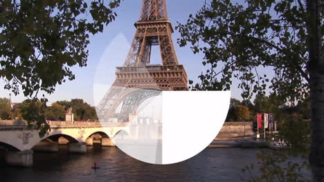 Animación-De-Gráfico-Circular-Sobre-La-Torre-Eiffel-Y-El-Río-Sena-En-París