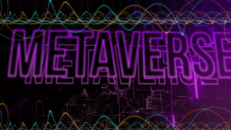 Text-animation-over-colorful-waveforms-and-abstract-background-in-metaverse