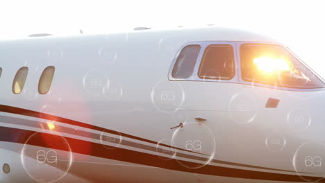 Animation-of-6G-network-over-private-jet-flying-in-sunlight