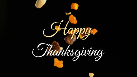 Happy-Thanksgiving-text-animation-over-falling-autumn-leaves-on-black-background