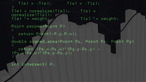 Computercode-Animation-über-3D-Balkendiagramm-Auf-Dunklem-Hintergrund