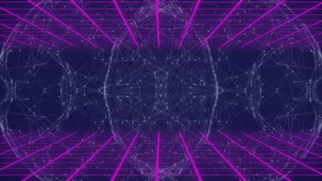 Glowing-grid-lines-and-spherical-network,-creating-futuristic-digital-animation