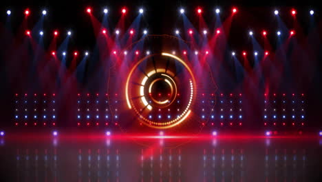 Colorful-stage-lights-and-circular-digital-interface-animation-over-dark-background