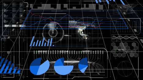 Gráficos,-Cuadros-Y-Animación-De-Visualización-De-Datos-Sobre-Un-Fondo-De-Interfaz-Digital.