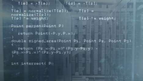 Animating-computer-code-over-servers-in-data-center