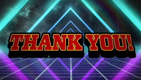 Thank-You!-text-animation-over-neon-geometric-shapes-and-grid-background