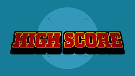 Text-animation-of-high-score-over-blue-background-with-arrows