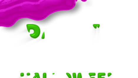 Halloween-text-animation-with-green-letters-and-pink-slime-on-white-background