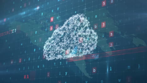 Animación-De-Computación-En-La-Nube-Sobre-Un-Mapa-Del-Mundo-Con-Código-Binario-Y-Números