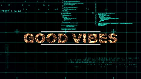 Good-Vibes-text-animation-over-digital-coding-and-grid-background