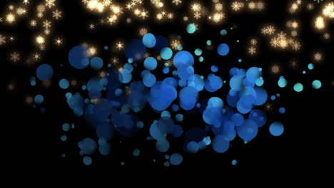 Blue-and-gold-particles-animation-with-snowflakes-on-black-background