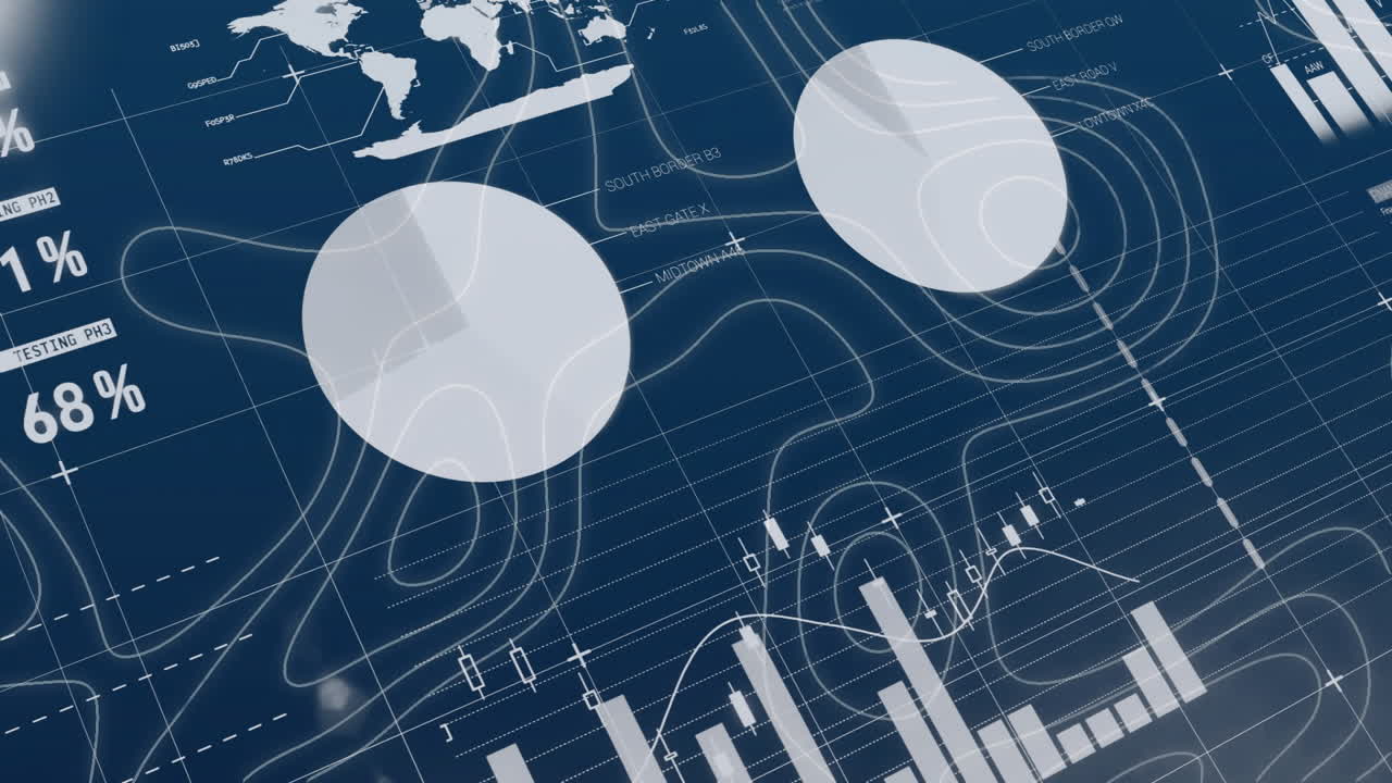 Global Data Visualization Animation Over World Map And Financial Charts ...