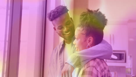 Embracing,-smiling-couple-over-colorful-gradient-animation