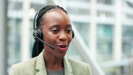 Smile,-call-center-and-black-woman-talking
