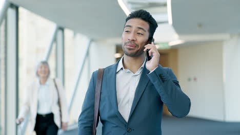 Phone-call,-walking-and-businessman-talking