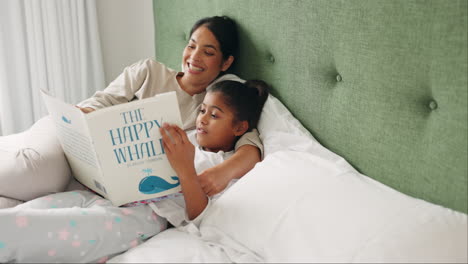 Bed,-girl-and-mother-reading-a-book