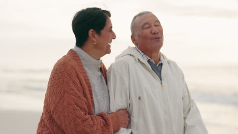 Love,-smile-and-relax-with-old-couple-at-beach