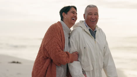 Love,-funny-and-relax-with-old-couple-at-beach