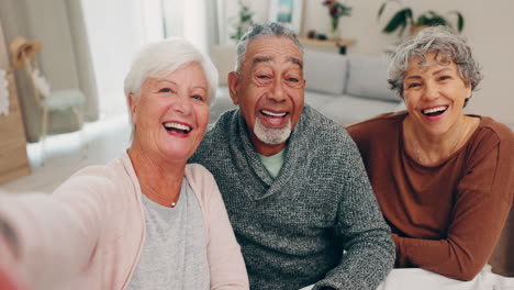 Senior-women,-man-and-selfie-in-home