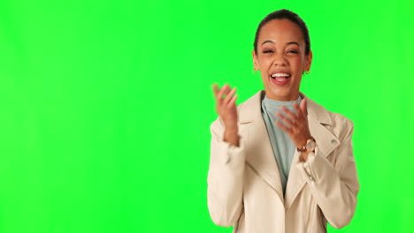Green-screen,-wow-and-woman-face-in-studio