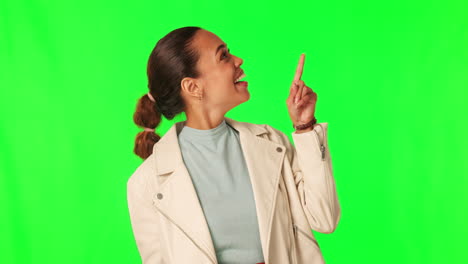 Green-screen,-happiness-and-woman-advertising