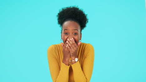 Laughing,-face-and-a-funny-black-woman-on-a-blue