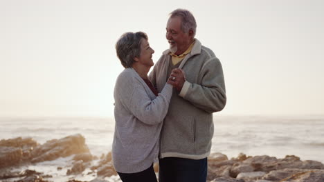Holding-hands,-dance-or-old-couple-at-beach